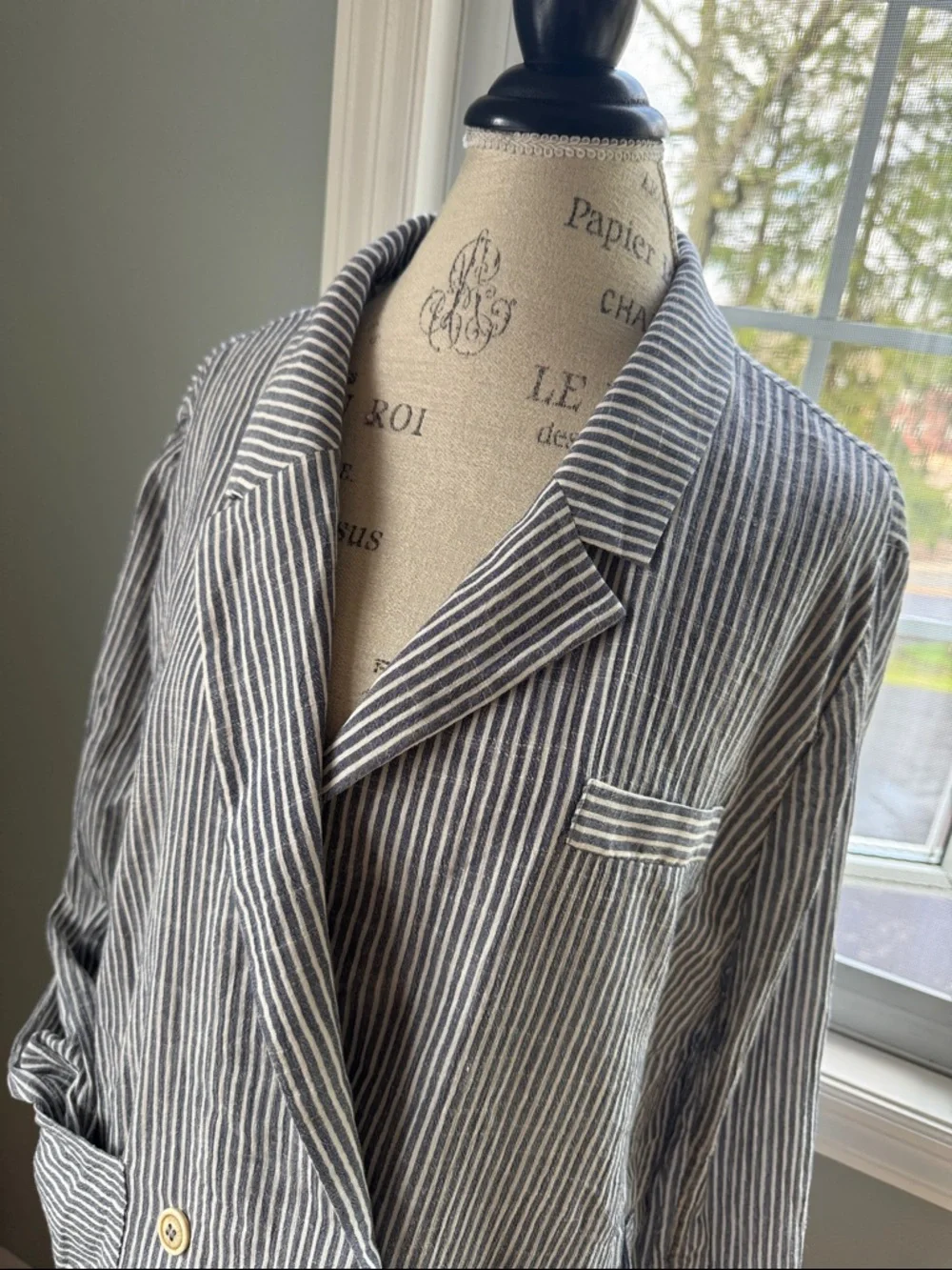 Outerwear Yargici relaxed fit blue white‎ striped double breasted summer blazer